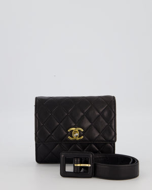 Chanel Black Vintage Belt Bag in Lambskin Leather with 24k Gold Hardware