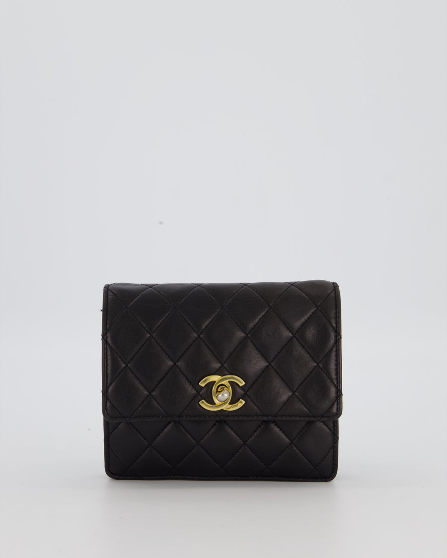 Chanel Black Vintage Belt Bag in Lambskin Leather with 24k Gold Hardware