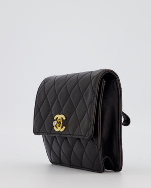 Chanel Black Vintage Belt Bag in Lambskin Leather with 24k Gold Hardware