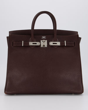 *RARE* Hermès HAC 32 Bag in Chocolat Chèvre Mysore Leather with Palladium Hardware