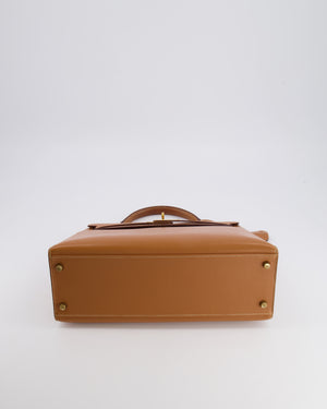 Hermès Vintage Kelly 32 Sellier Bag in Gold Courchevel Leather with Gold Hardware