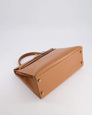 Hermès Vintage Kelly 32 Sellier Bag in Gold Courchevel Leather with Gold Hardware