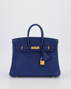 Hermès Birkin 25 Retourne Bag in Bleu Saphir Swift Leather with Gold Hardware
