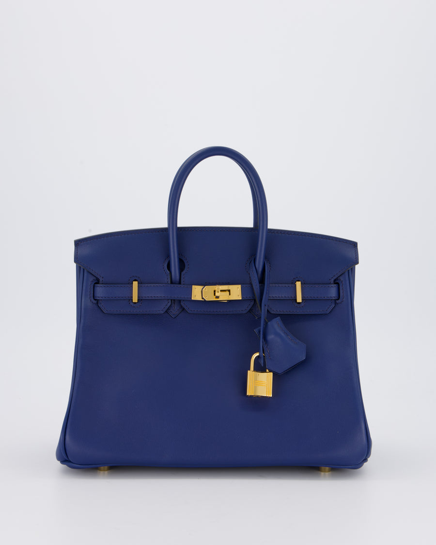 Hermès Birkin 25 Retourne Bag in Bleu Saphir Swift Leather with Gold Hardware