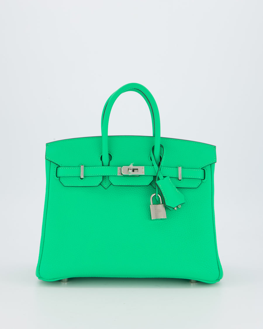 Hermès Birkin 25 Retourne Bag in Vert Comics Togo Leather with Palladium Hardware
