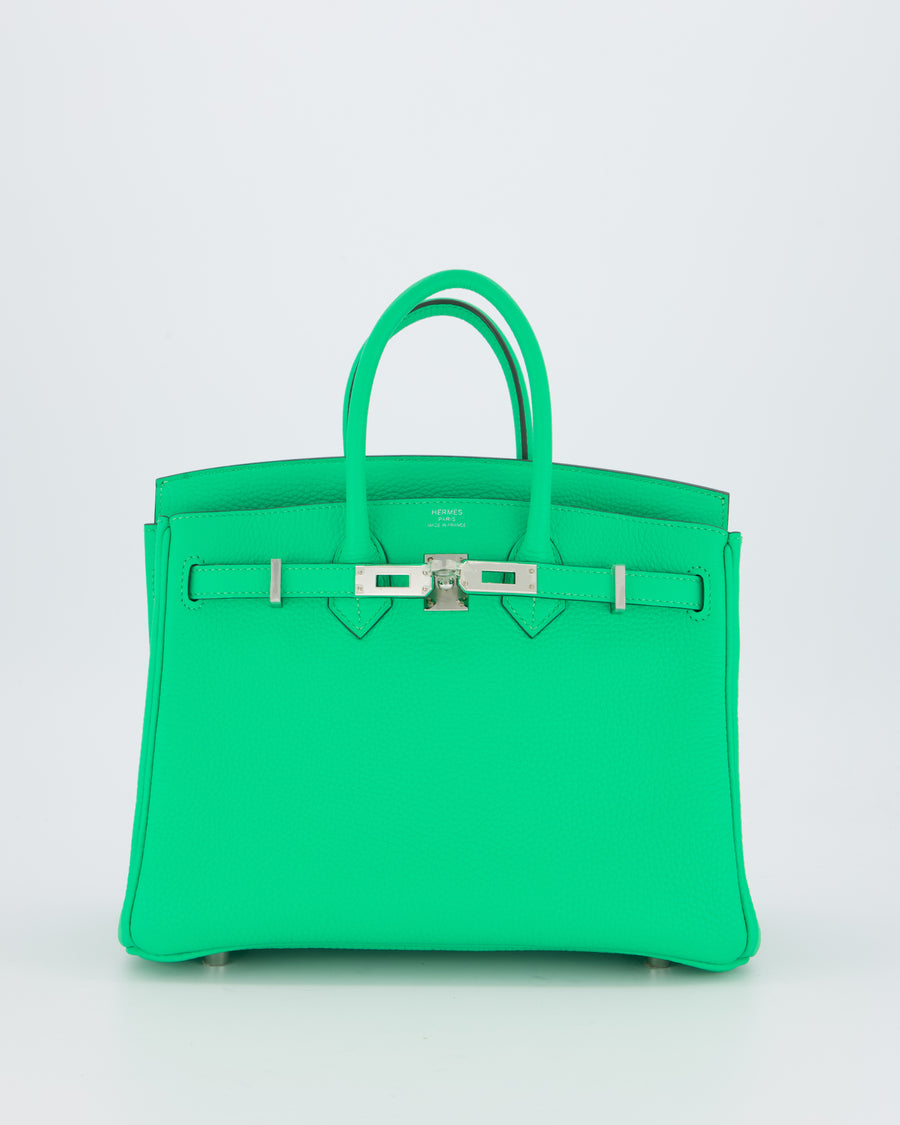 Hermès Birkin 25 Retourne Bag in Vert Comics Togo Leather with Palladium Hardware