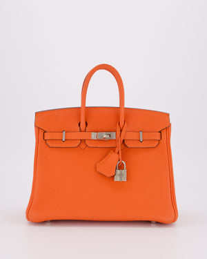 Hermès Birkin 25 Retourne Bag in Feu Togo Leather with Palladium Hardware
