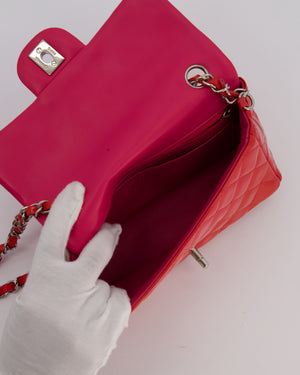 Chanel Dark Pink Mini Rectangular Flap Bag in Patent Leather with Silver Hardware