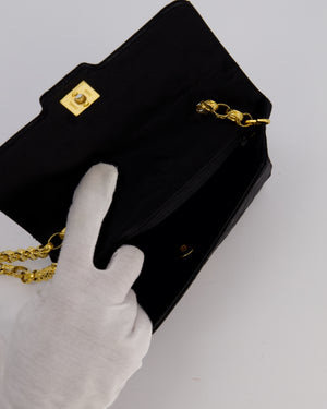 Chanel Black Vintage Mini Diana Flap Bag in Satin with 24K Gold Hardware