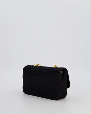 Chanel Black Vintage Mini Diana Flap Bag in Satin with 24K Gold Hardware