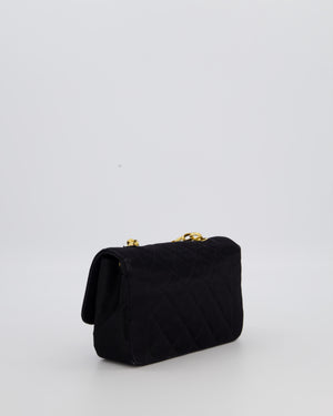 Chanel Black Vintage Mini Diana Flap Bag in Satin with 24K Gold Hardware