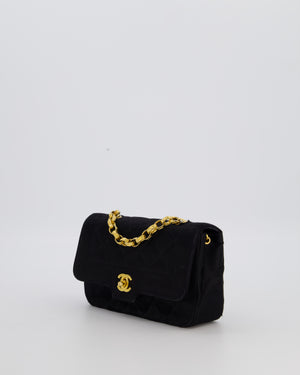 Chanel Black Vintage Mini Diana Flap Bag in Satin with 24K Gold Hardware