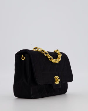Chanel Black Vintage Mini Diana Flap Bag in Satin with 24K Gold Hardware