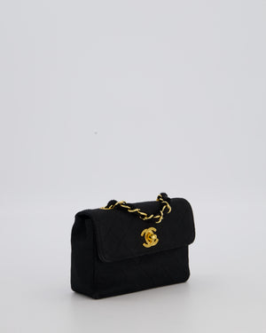 Chanel Vintage Black Ultra Mini Classic Bag in Canvas with 24k Gold Hardware