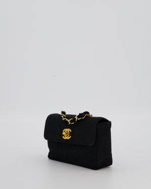 Chanel Vintage Black Ultra Mini Classic Bag in Canvas with 24k Gold Hardware