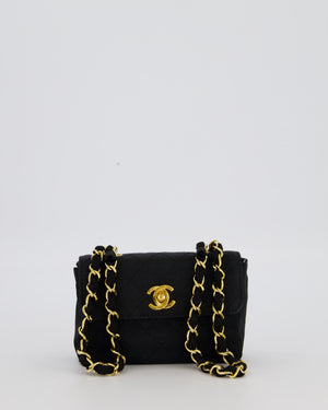 Chanel Vintage Black Ultra Mini Classic Bag in Canvas with 24k Gold Hardware