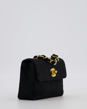 Chanel Vintage Black Ultra Mini Classic Bag in Canvas with 24k Gold Hardware
