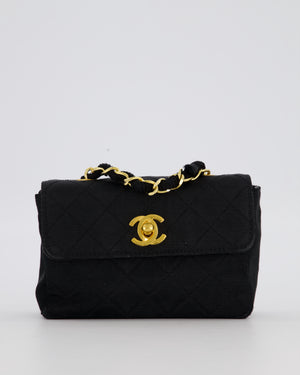 Chanel Vintage Black Ultra Mini Classic Bag in Canvas with 24k Gold Hardware