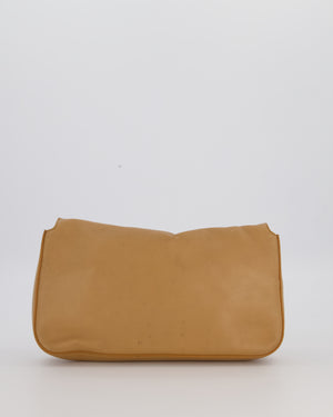 Fendi Vintage Baguette Bag in Beige Lambskin Leather with Gold Studded Hardware