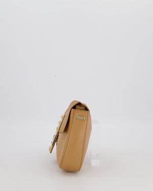 Fendi Vintage Baguette Bag in Beige Lambskin Leather with Gold Studded Hardware