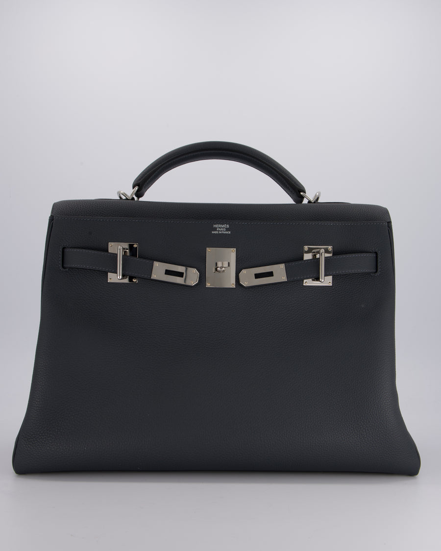 *RARE* Hermès Kelly 42 Maxi Retourne Bag in Gris Misty Togo Leather with Palladium Hardware