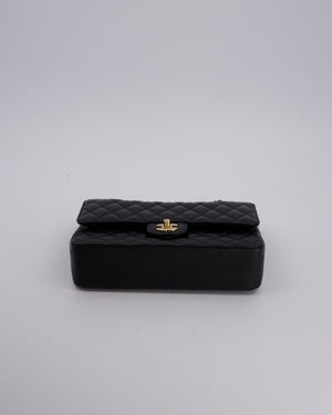 Chanel Black Medium Classic Double Flap Bag in Caviar Leather with Gold Hardware