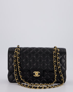 Chanel Black Medium Classic Double Flap Bag in Caviar Leather with Gold Hardware