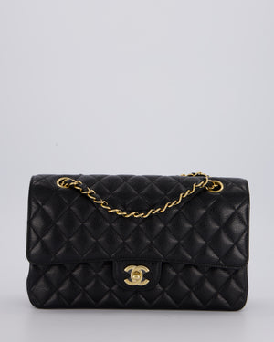 Chanel Black Medium Classic Double Flap Bag in Caviar Leather with Gold Hardware