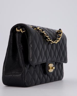 Chanel Black Medium Classic Double Flap Bag in Caviar Leather with Gold Hardware