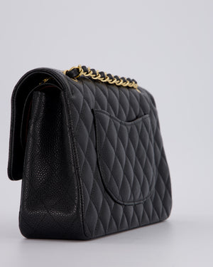 Chanel Black Medium Classic Double Flap Bag in Caviar Leather with Gold Hardware