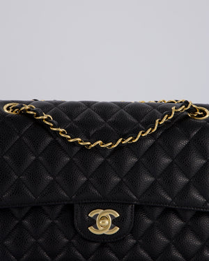 Chanel Black Medium Classic Double Flap Bag in Caviar Leather with Gold Hardware