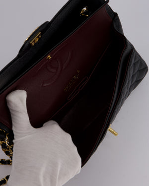 Chanel Black Medium Classic Double Flap Bag in Caviar Leather with Gold Hardware