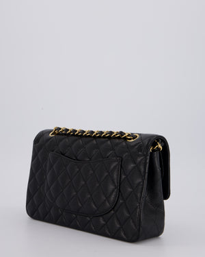 Chanel Black Medium Classic Double Flap Bag in Caviar Leather with Gold Hardware
