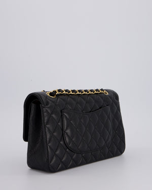 Chanel Black Medium Classic Double Flap Bag in Caviar Leather with Gold Hardware