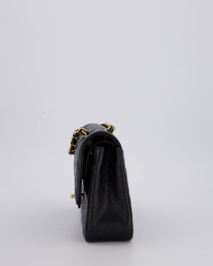 Chanel Black Medium Classic Double Flap Bag in Caviar Leather with Gold Hardware
