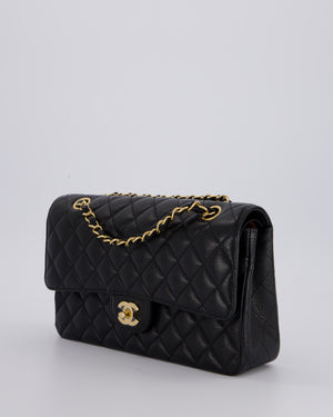 Chanel Black Medium Classic Double Flap Bag in Caviar Leather with Gold Hardware