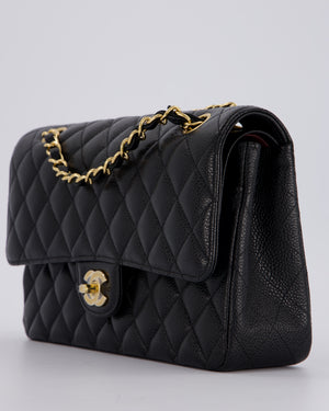 Chanel Black Medium Classic Double Flap Bag in Caviar Leather with Gold Hardware