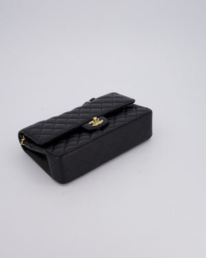 Chanel Black Medium Classic Double Flap Bag in Caviar Leather with Gold Hardware