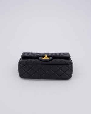 Chanel Black Pearl Crush Mini Square Flap Bag With Brushed Gold Hardware In Lambskin Leather