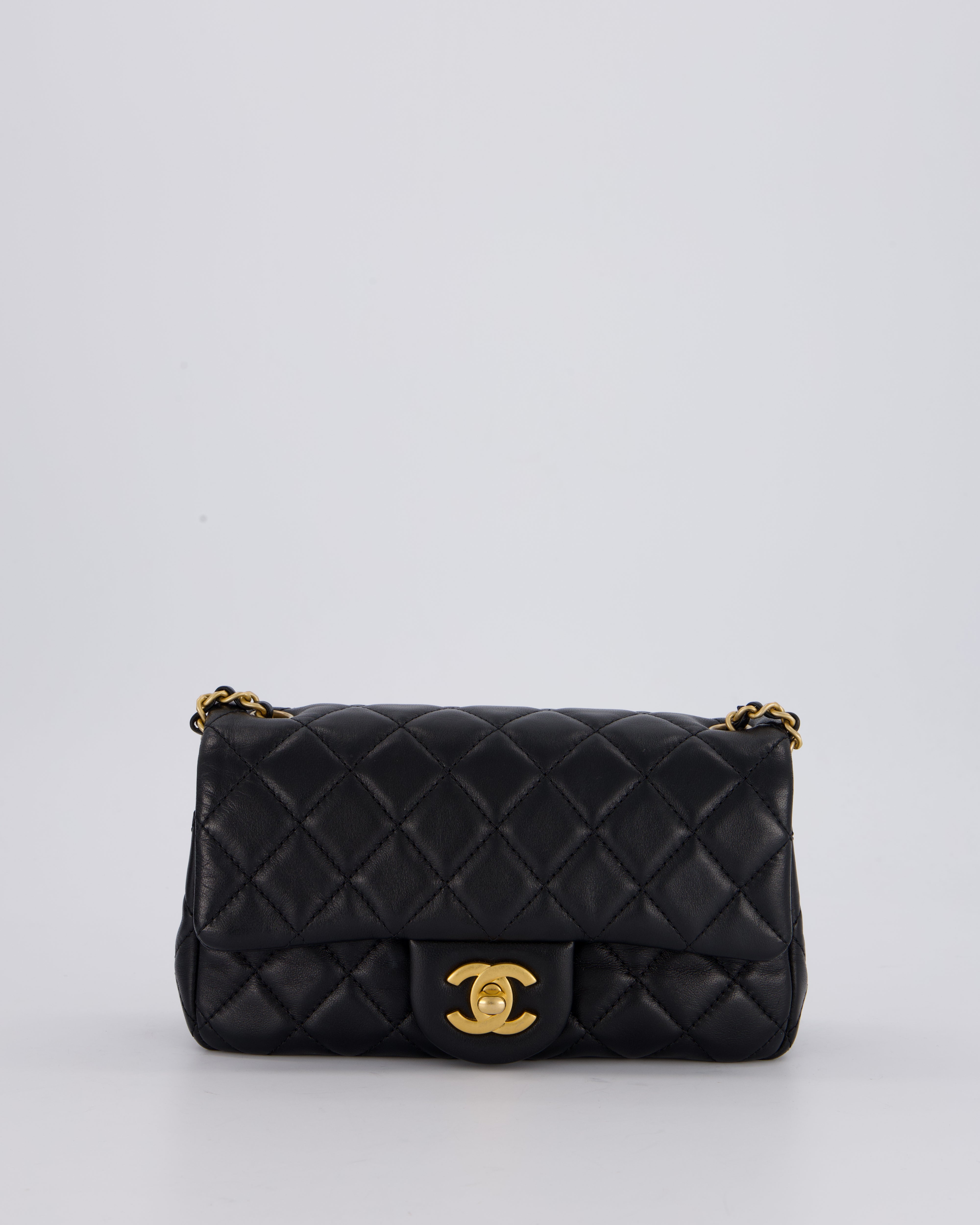 Chanel Black Pearl Crush Mini Square Flap Bag With Brushed Gold