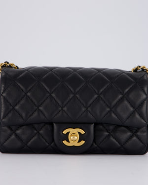 Chanel Black Pearl Crush Mini Square Flap Bag With Brushed Gold Hardware In Lambskin Leather