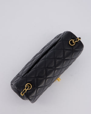 Chanel Black Pearl Crush Mini Square Flap Bag With Brushed Gold Hardware In Lambskin Leather