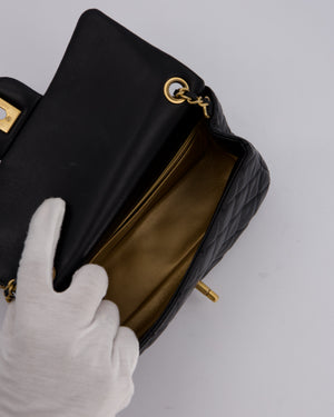 Chanel Black Pearl Crush Mini Square Flap Bag With Brushed Gold Hardware In Lambskin Leather