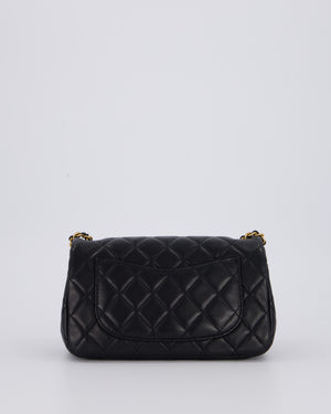 Chanel Black Pearl Crush Mini Square Flap Bag With Brushed Gold Hardware In Lambskin Leather