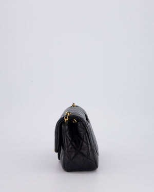 Chanel Black Pearl Crush Mini Square Flap Bag With Brushed Gold Hardware In Lambskin Leather