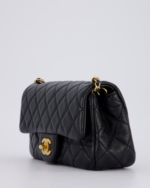 Chanel Black Pearl Crush Mini Square Flap Bag With Brushed Gold Hardware In Lambskin Leather