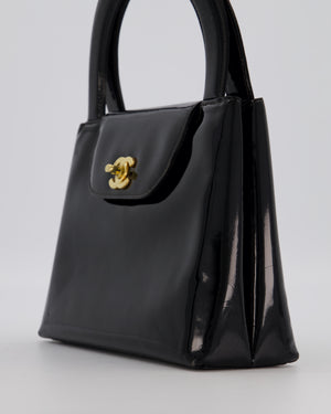 *RARE* Chanel Vintage Black Kelly Shopping Bag in Patent Leather with 24k Gold Hardware