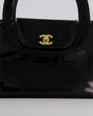 *RARE* Chanel Vintage Black Kelly Shopping Bag in Patent Leather with 24k Gold Hardware