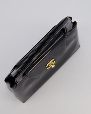 *RARE* Chanel Vintage Black Kelly Shopping Bag in Patent Leather with 24k Gold Hardware