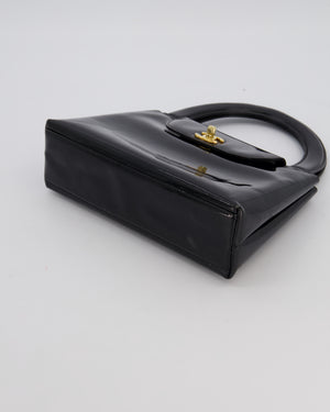 *RARE* Chanel Vintage Black Kelly Shopping Bag in Patent Leather with 24k Gold Hardware